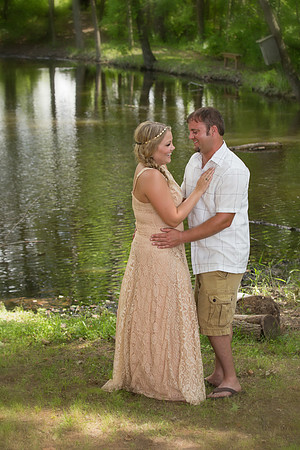 Wedding couple by lake in Southern Illinois