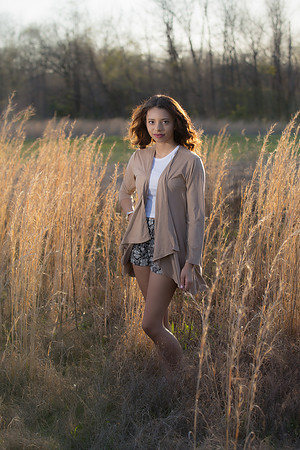 Golden hour portrait with high school female